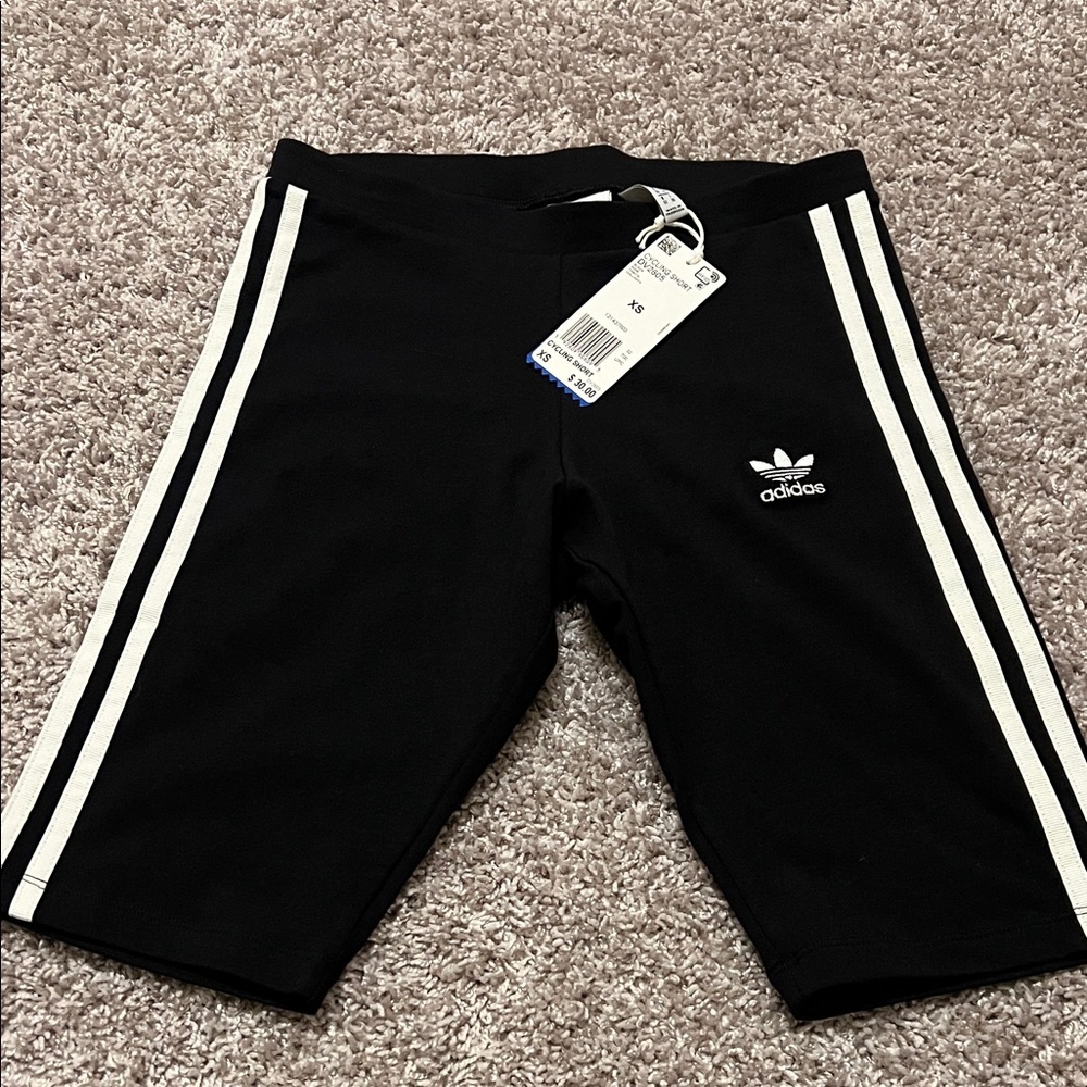 Adidas Athletic Shorts in Black with White Stripes